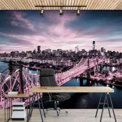 Luminous bridge at night wall mural - 13330