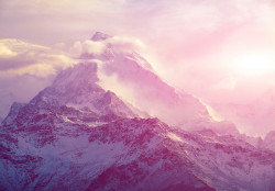 Mountains with a pink glow Wall Mural - 14579