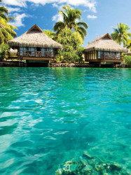 Pile dwelling tropical paradise village wallpaper - 224A