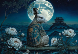 Rabbit on the background of the moon Wall Mural - 14674