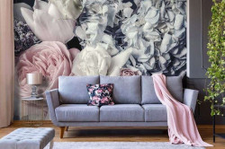 Wallpaper with peonies and rose - 12746