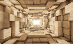 Wooden tunnel wallpaper, abstraction - 3247