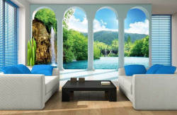 3d wall mural with lake view - 2353