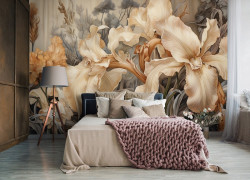Beige Flowers Wall Mural - 14728