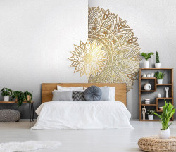 Boho style Mandala gold 3D effect wall mural - 14153