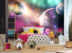 Glamorous landscape of planets and stars in the universe wall mural - 13865