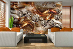 Gold color wallpaper with art shiny elements - 10576