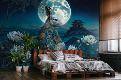 Rabbit on the background of the moon Wall Mural - 14674