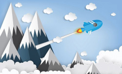 Rocket, children's room wall mural - 13608