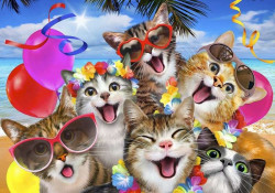 Smiling cats, Children's room wall mural - 12866