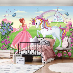 The princess and the Unicorn, children's story wall mural - 13238