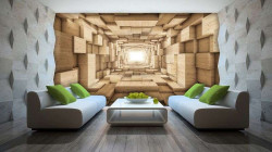 Wooden tunnel wallpaper, abstraction - 3247