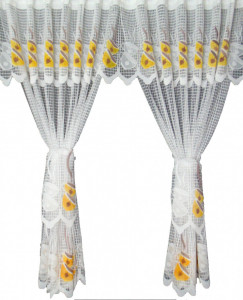 Set perdea 51145 ALB, confectionat cu rejansa