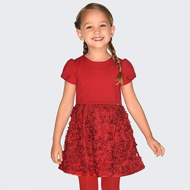 Vestido flores relieve niña Rojo Vestido flores relieve niña Rojo