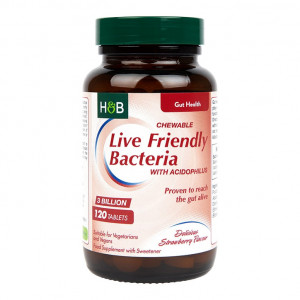 H&B Chewable Acidophilus Strawberry (Probiotic cu aroma de capșuni) 120 tablete masticabile