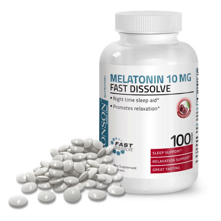 Melatonină 10 mg Cherry flavour, 100 tablete, Bronson Laboratories
