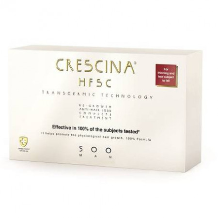 Tratament impotriva caderii parului 500 Crescina HFSC Transdermic, barbati, 10+10 fiole