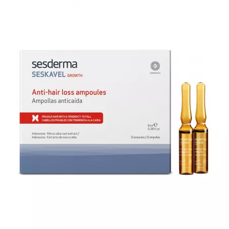 Tratament intensiv impotriva caderii parului Sesderma Seskavel Growth, 12 fiole x 8 ml