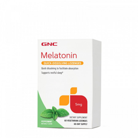 Melatonina 5 mg 60 tablete vegetale cu aroma de menta GNC