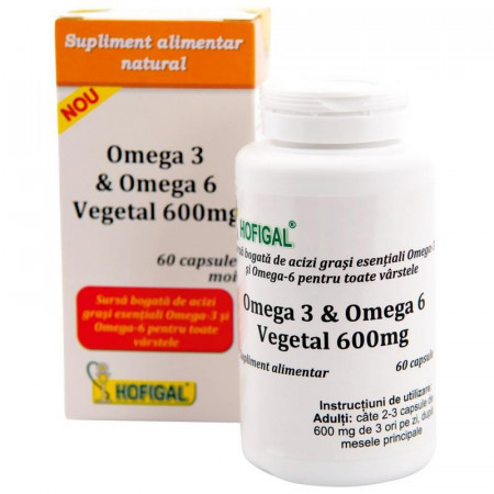 Omega 3 si Omega 6 Vegetal 600 mg Hofigal 60 capsule