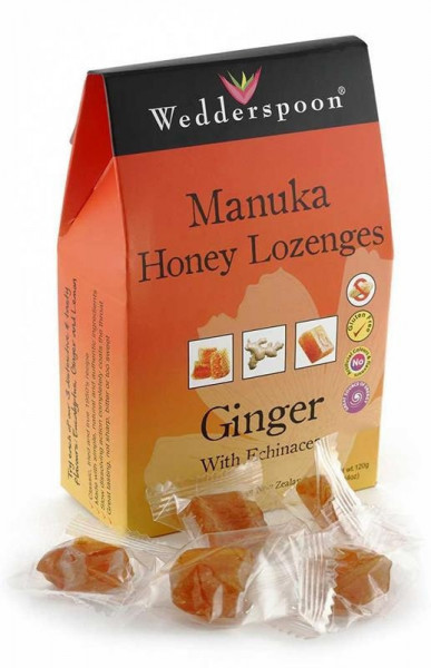 Bomboane cu Manuka,Ghimbir si Echinaceea 120 gr Wedderspoon