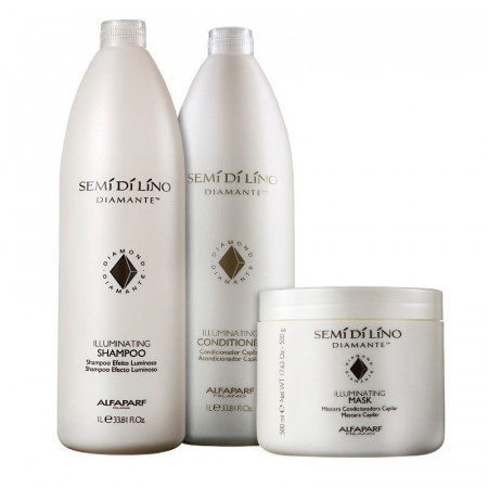 Set Alfaparf Semi di Lino Diamond Illuminating cu 1000 ml Sampon + 1000 ml Balsam + 500 ml Masca