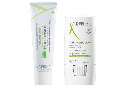 Pachet Crema reparatoare cu Cupru si Zinc Dermalibour + Stick anti-iritatii Dermalibour