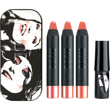 Set Mini Balsam pentru buze si obraji Nudestix Founders Kit Gel Color Lip & Cheek Balm, 3 X 2.5 Ml
