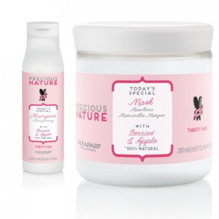 Set pentru par vopsit Alfaparf Precious Nature Thirsty Hair cu 200 ml Masca de par + 250 ml Sampon