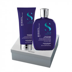 Set pentru neutralizarea tonurilor de portocaliu, Sampon 250 ml + Balsam 200ml, Alfaparf Milano Semi Di Lino Brunette
