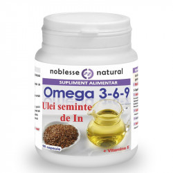 Omega 3-6-9 Ulei din semințe de în 500 mg și Vitamina E,Noblesse