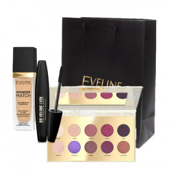 Set Eveline paleta machiaje Fantasy 10 culori, Mascara Big Volume Lash, Fond de ten Wonder Match