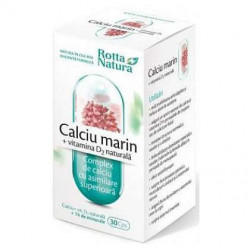 Calciu Marin + Vitamina D2 naturală, 30 capsule, Rotta Natura