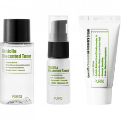 Set Purito Centella Unscented line Travel Kit Crema de fata 12 ml, Toner de fata 30 ml, Ser de fata 15 ml