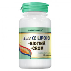 Acid alfa lipoic plus Biotina si Crom Cosmopharm 30 capsule