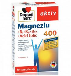 Magneziu plus B1, B6, B12 si Acid folic DoppelHerz 30 tablete