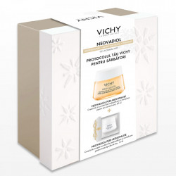 Pachet Vichy Neovadiol Peri-Menopause crema de zi cu efect de redensificare si reumplere, ten normal-mixt, 50ml + Crema de fata antirid de noapte cu acid hialuronic, 15 ml