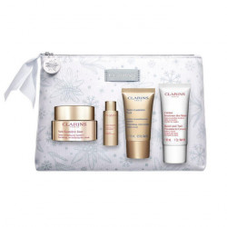 Set cadou Clarins Nutri-Lumiere, Femei, Crema zi 50 ml + Crema noapte 15 ml + Lotiune demachianta 10 ml + Crema maini 30 ml