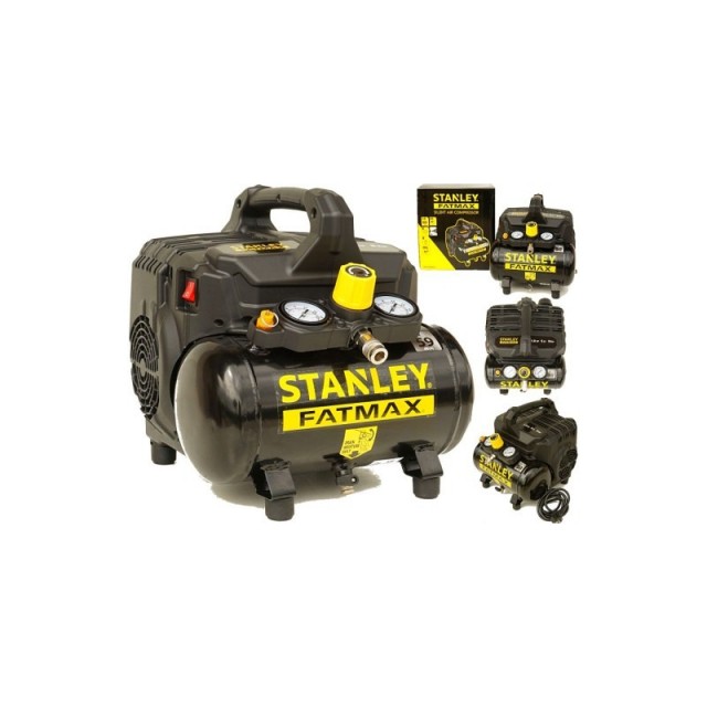 Compresor Stanley Fatmax - Silencioso (59 DB), 1.5 HP, 8 Bar, Tanque 6 Litros, Perfecto Para Taller O Bricolaje