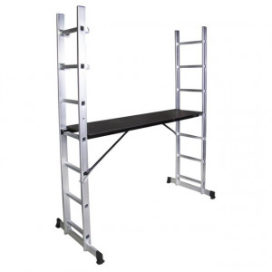 Schela cu scara dubla aluminiu Bisonte, STR0507