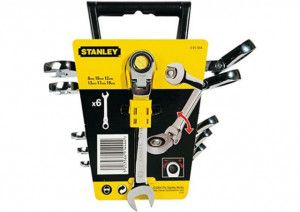Stanley 4-91-444 Set 6 chei combinate cu clichet articulate 8, 10, 12, 13, 17, 19 mm