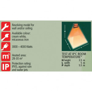 Panou radiant cu lampa infrarosu Varma 4000 w V400/2V-40X5 cablu 2x1.5m