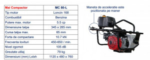 Mai compactor Bisonte MC80-L motor Loncin, 5.5 CP