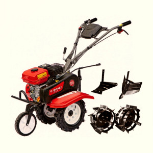 Motocultor Rotakt RO75R, 7 CP, benzina cu plug arat + bilonat + roti metalice