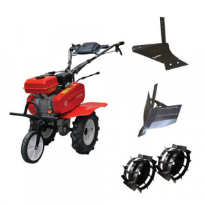 Pachet Motocultor Rotakt RO75RS, 7 CP, benzina, Plug arat + Plug bilonat + Roti metalice 4.00-8