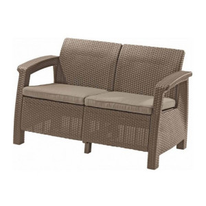 Canapea rattan Curver Corfu Love Seat 2 locuri warm taupe