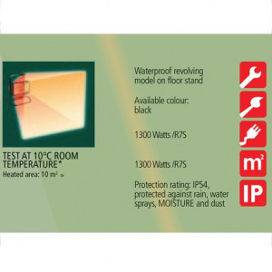 Incalzitor cu lampa infrarosu Varma 1300 w ECOWRG/7