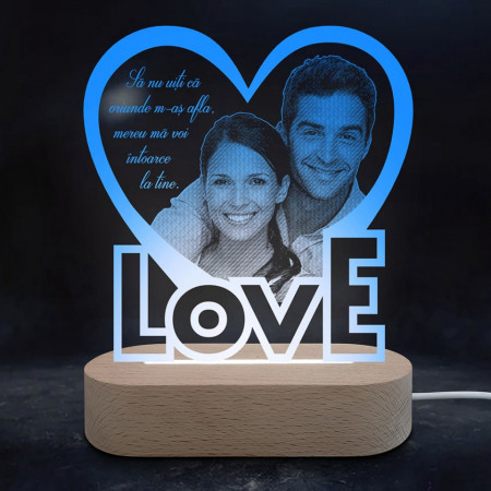 Veioza Love Albastra LED Personalizata