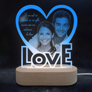 Veioza Love Albastra LED Personalizata