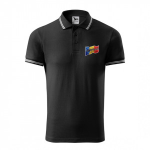 Tricou Polo L Barbatesc Negru Personalizat cu TRICOLOR si LUPUL DACIC